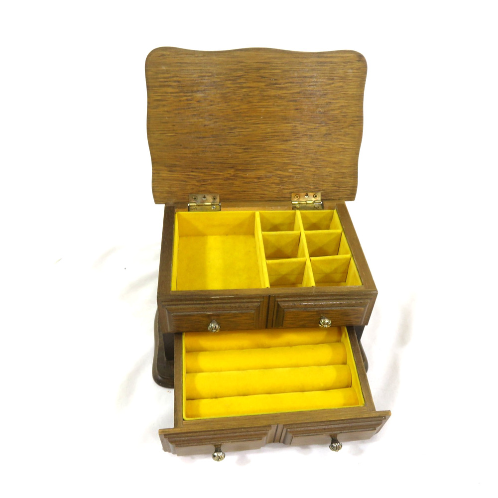 Avon Decorators Jewelry Box Chest 1978 2 Drawer Brown Wood 7 x 5 x 5 Vintage